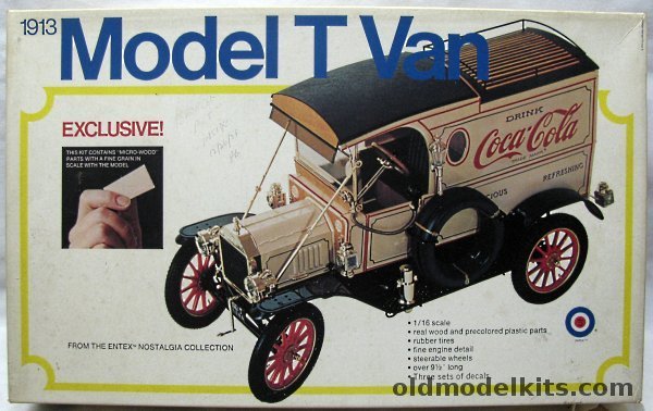 Entex 1/16 1913 Ford Model T Delivery Van with Real Wood Parts - Coca Cola / Templeton & Sons Taxidermists / The Texas Company (Texaco) / Carnation Milk, 8497 plastic model kit